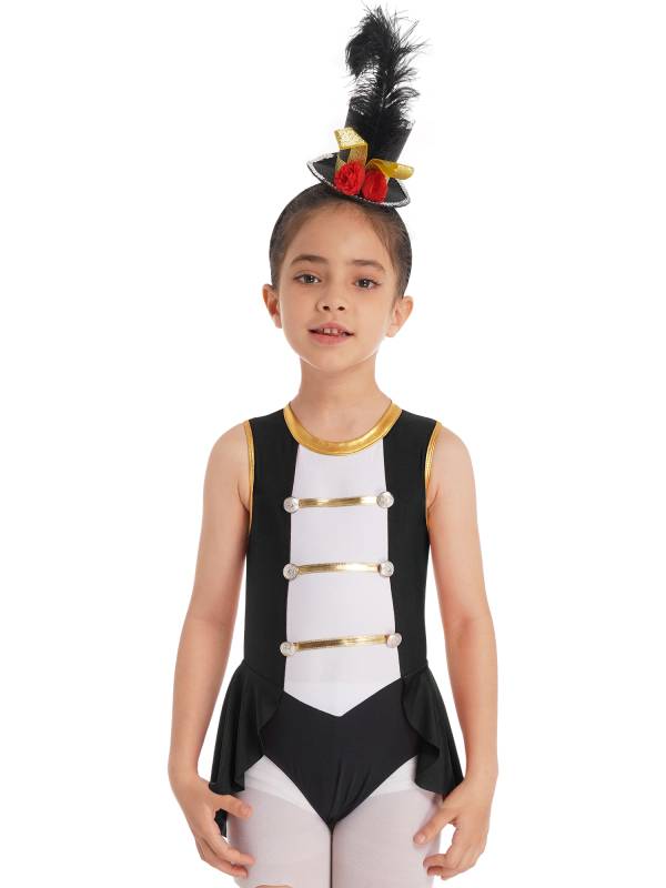 Kids Girls Sleeveless Back Hollow Circus Costume Leotard thumb