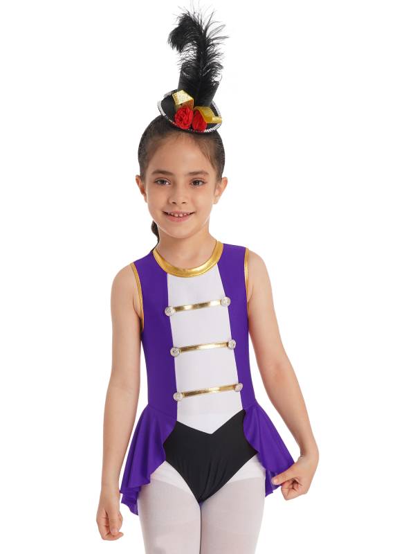 Kids Girls Sleeveless Back Hollow Circus Costume Leotard thumb