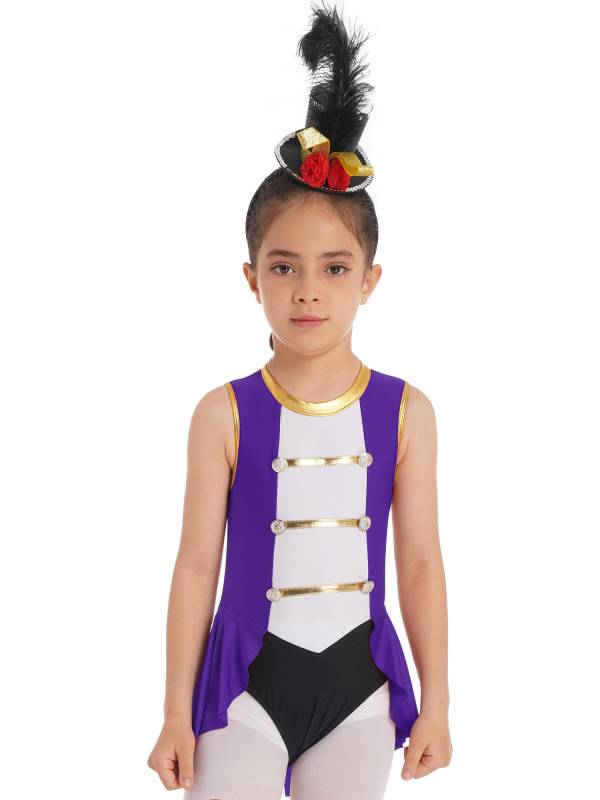 Kids Girls Sleeveless Back Hollow Circus Costume Leotard thumb