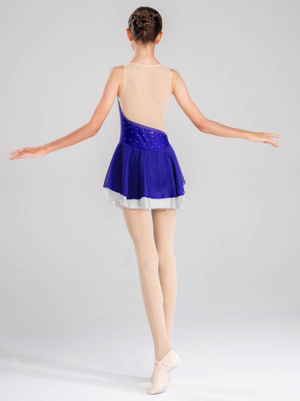 Kids Girls Sleeveless Rhinestone Figure Skating Dance Dress thumb