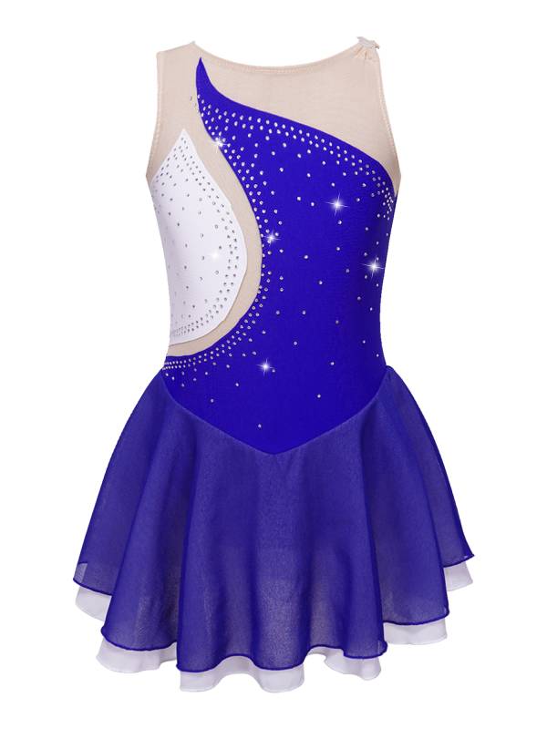 Kids Girls Sleeveless Rhinestone Figure Skating Dance Dress thumb