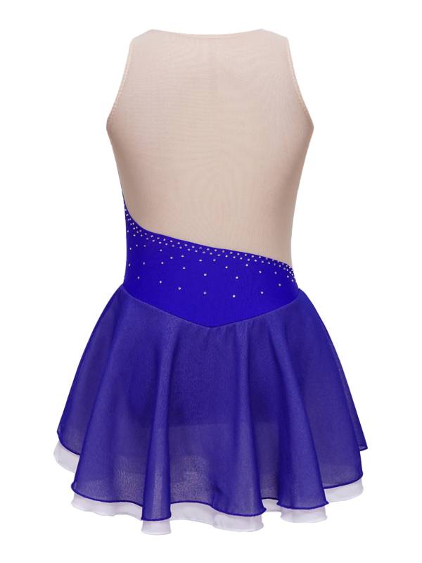 Kids Girls Sleeveless Rhinestone Figure Skating Dance Dress thumb