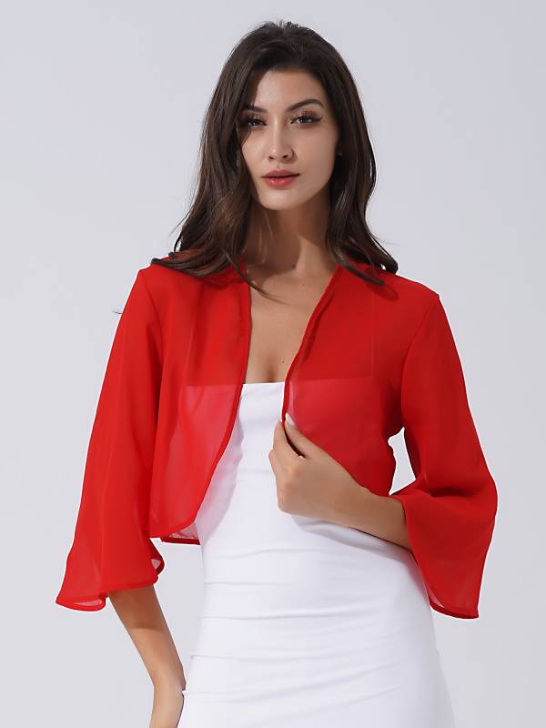 Women 3/4 Sleeve Chiffon Bolero thumb