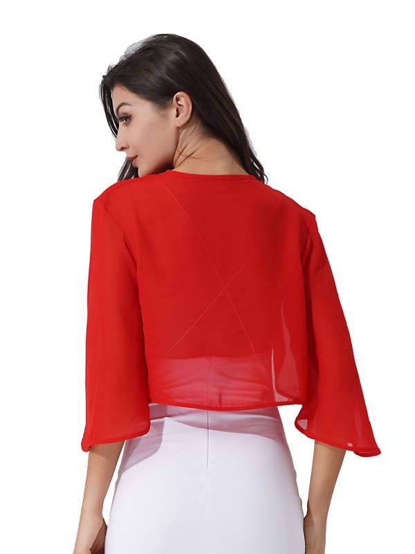 Women 3/4 Sleeve Chiffon Bolero thumb