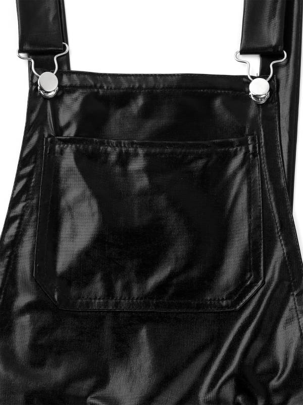 Men Shiny Metallic Adjustable Wide Shoulder Straps Overall thumb