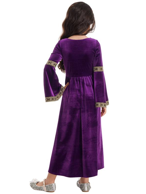 Kids Girls Retro Medieval Princess Velvet Dress Costumes thumb