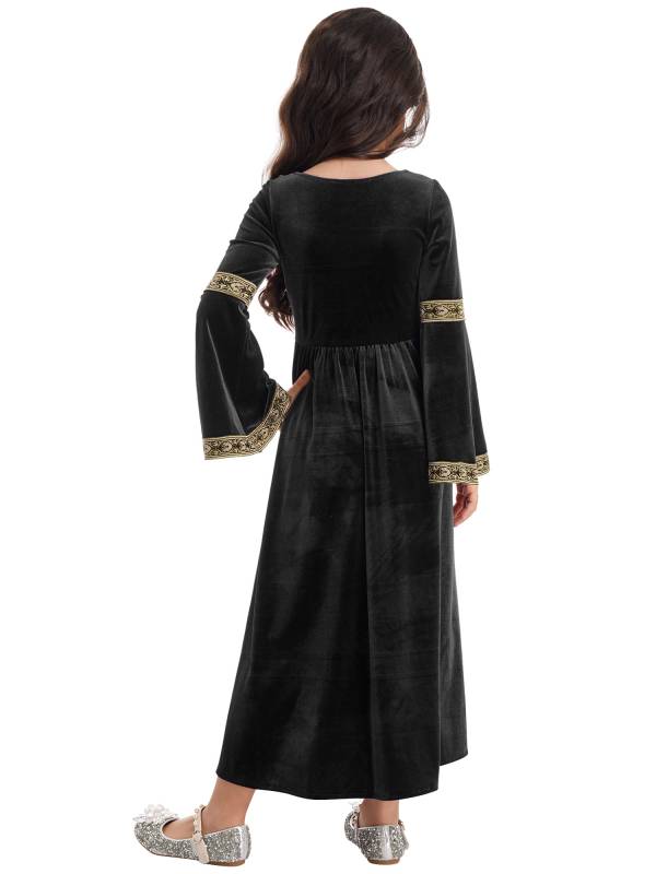 Kids Girls Retro Medieval Princess Velvet Dress Costumes thumb