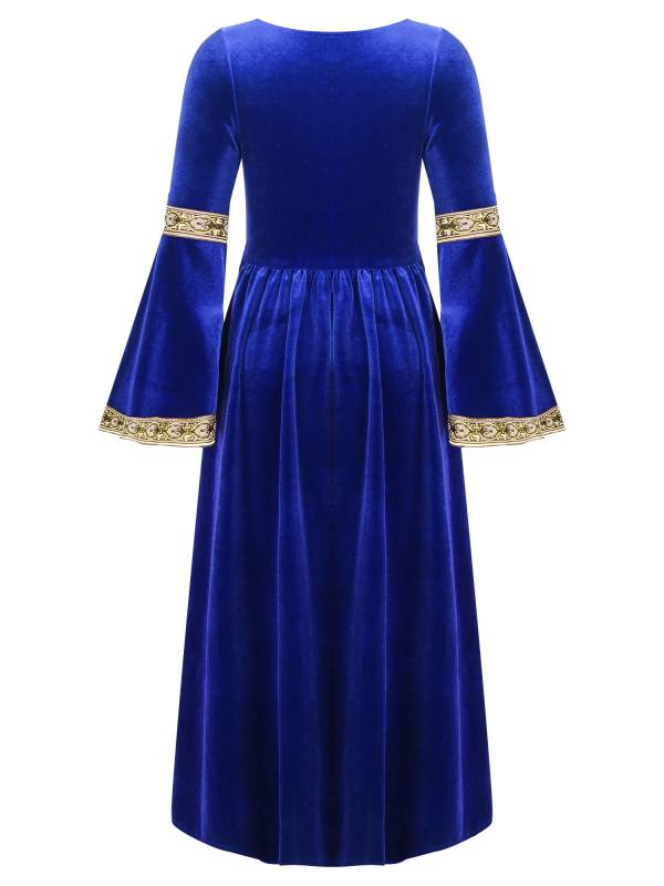 Kids Girls Retro Medieval Princess Velvet Dress Costumes thumb