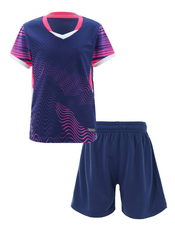 Kids Boys 2pcs V Neck Short Sleeve T-shirt and Shorts Football Uniform Set thumb