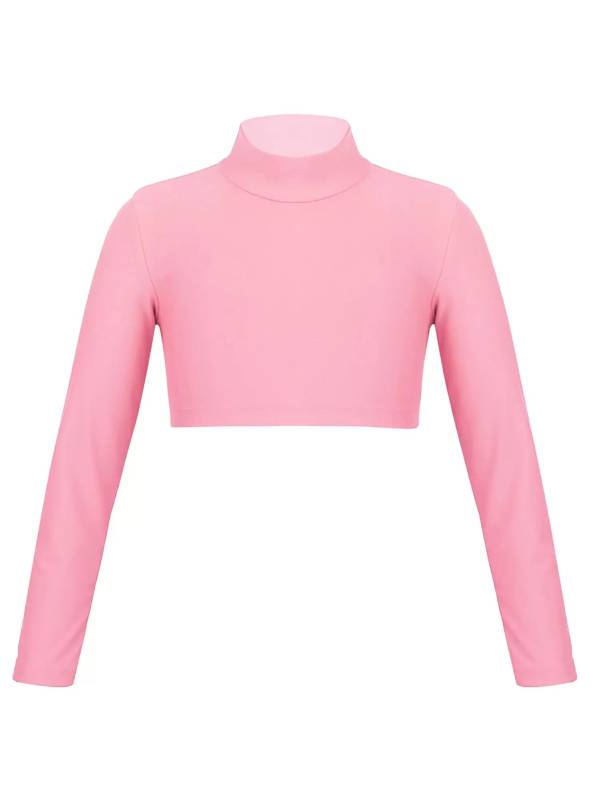 Kids Girls Solid Long Sleeves Crop Top thumb