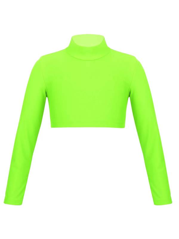 Kids Girls Solid Long Sleeves Crop Top thumb