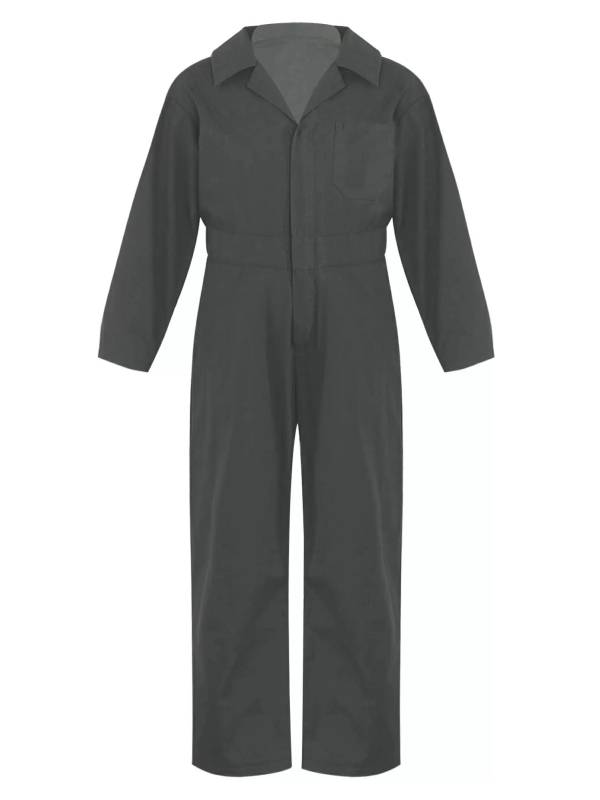 Kids Boys Long Sleeve Zipper Solid Color Coverall Casual Jumpsuit thumb