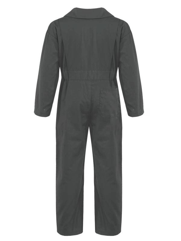 Kids Boys Long Sleeve Zipper Solid Color Coverall Casual Jumpsuit thumb