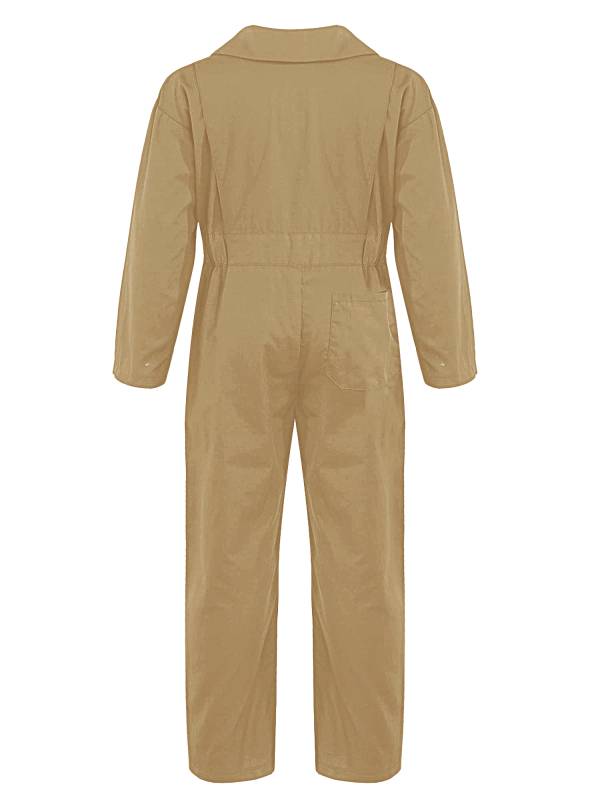 Kids Boys Long Sleeve Zipper Solid Color Coverall Casual Jumpsuit thumb