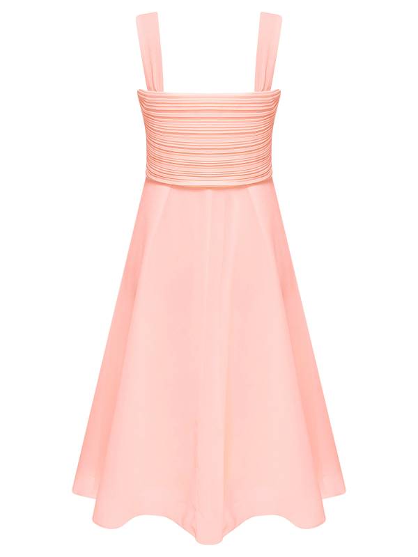 Kids Girls V Neck Sleeveless Ruched Bodice Chiffon Junior Bridesmaid Dress thumb