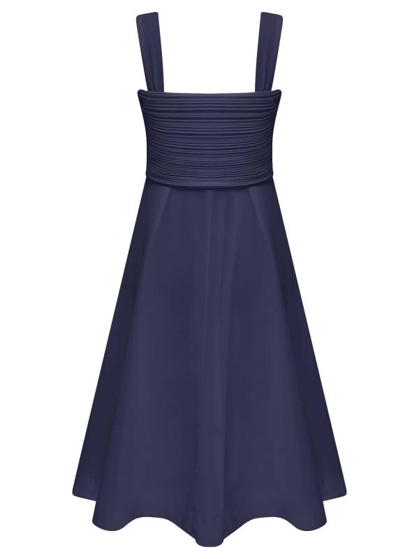 Kids Girls V Neck Sleeveless Ruched Bodice Chiffon Junior Bridesmaid Dress thumb