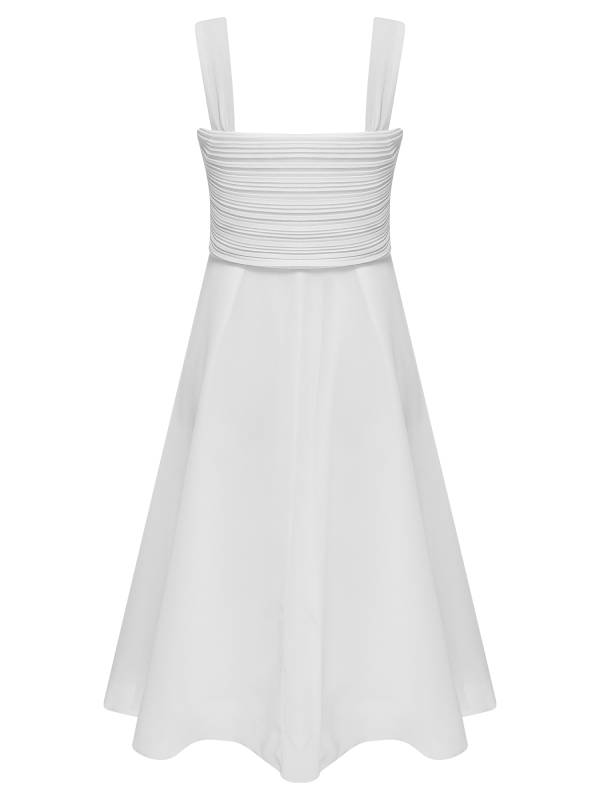 Kids Girls V Neck Sleeveless Ruched Bodice Chiffon Junior Bridesmaid Dress thumb