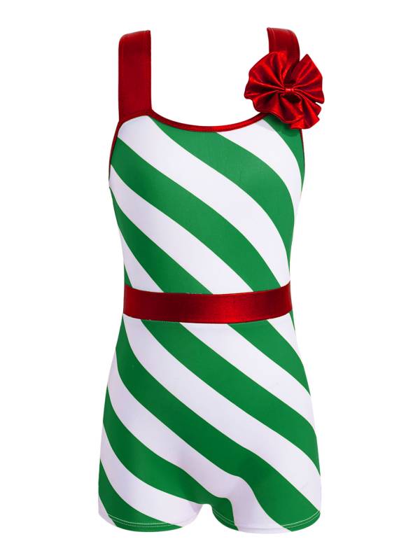 Kids Girls Christmas Sleeveless Stripes Print High Waist Tank Jumpsuit thumb