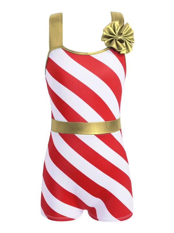 Kids Girls Christmas Sleeveless Stripes Print High Waist Tank Jumpsuit thumb