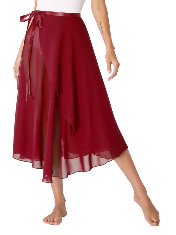 Women Lace-Up Flowy High Waist Contemporary Dance Midi Skirt thumb