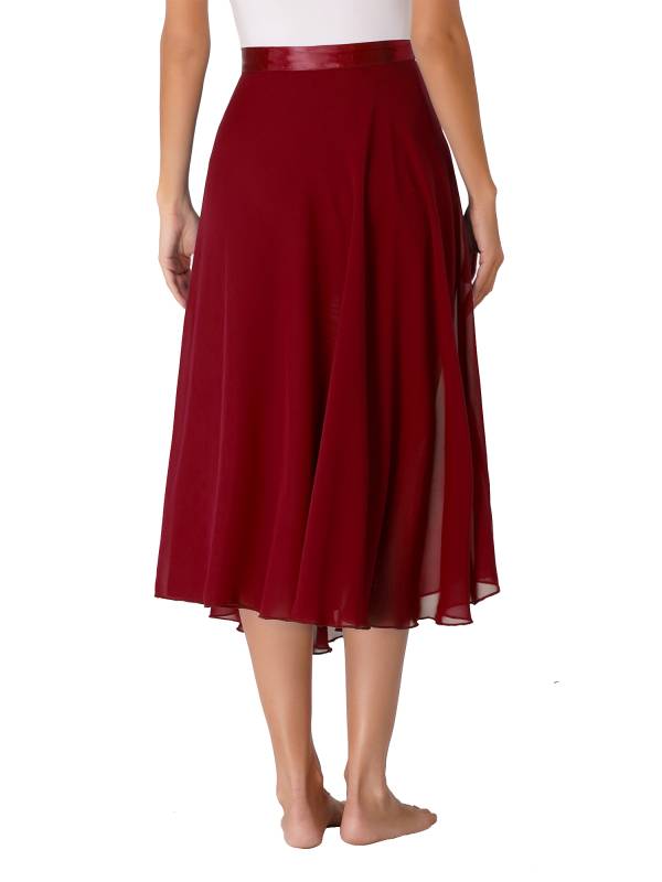 Women Lace-Up Flowy High Waist Contemporary Dance Midi Skirt thumb