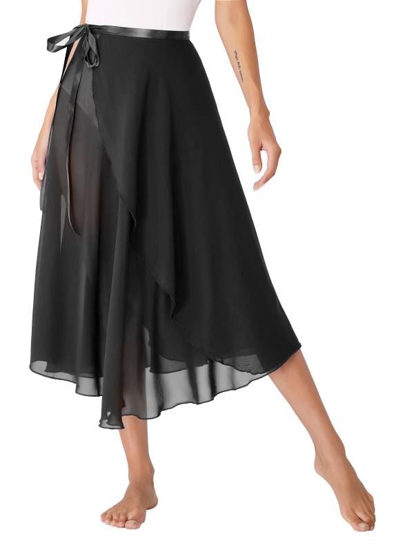 Women Lace-Up Flowy High Waist Contemporary Dance Midi Skirt thumb