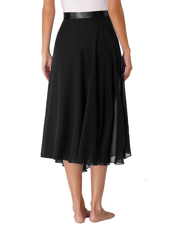 Women Lace-Up Flowy High Waist Contemporary Dance Midi Skirt thumb