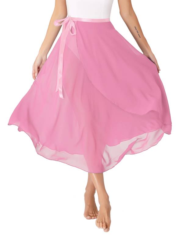 Women Lace-Up Flowy High Waist Contemporary Dance Midi Skirt thumb