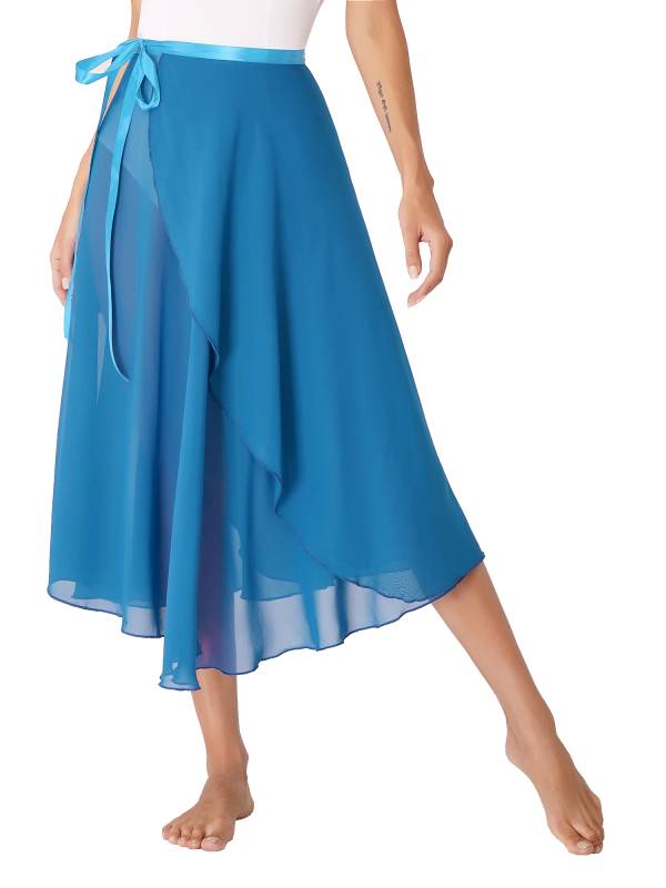 Women Lace-Up Flowy High Waist Contemporary Dance Midi Skirt thumb