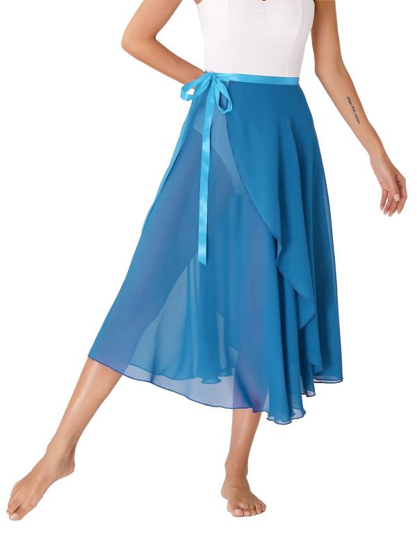 Women Lace-Up Flowy High Waist Contemporary Dance Midi Skirt thumb