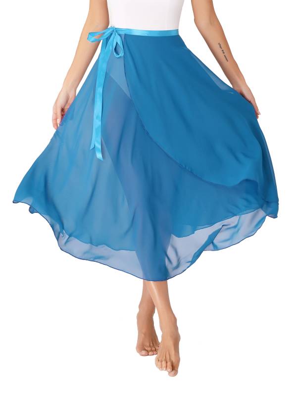 Women Lace-Up Flowy High Waist Contemporary Dance Midi Skirt thumb