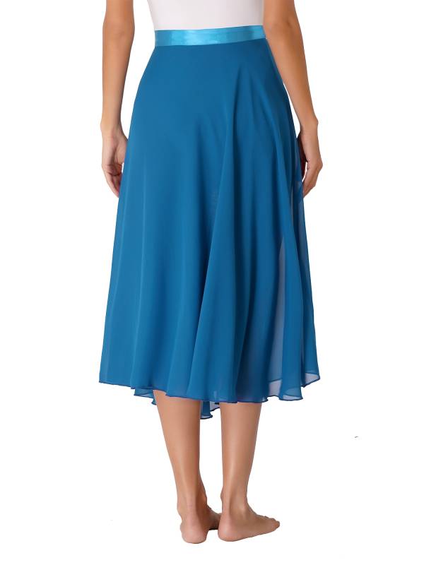 Women Lace-Up Flowy High Waist Contemporary Dance Midi Skirt thumb