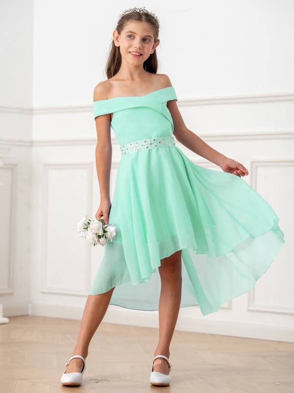 Kids Girls Off-Shoulder High-Low Dress thumb