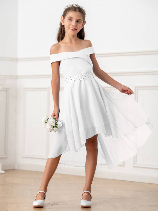 Kids Girls Off-Shoulder High-Low Dress thumb