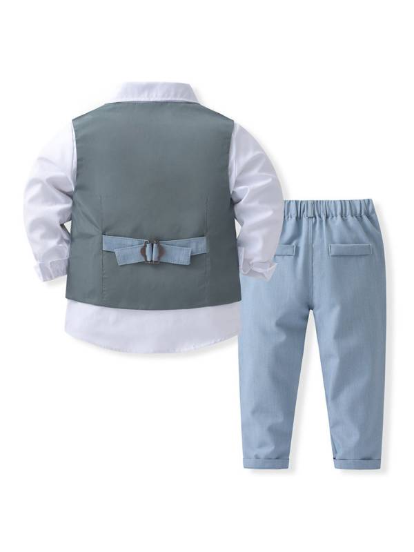 Toddler Boys 4-piece Vest Shirts Pants Formal Suits thumb