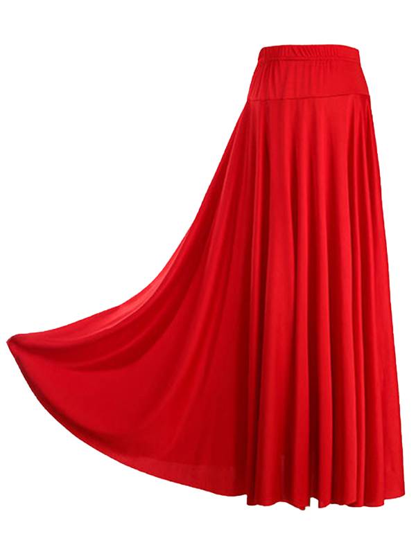 Women Solid Color Ruffle High Waist Contemporary Dance Skirts thumb