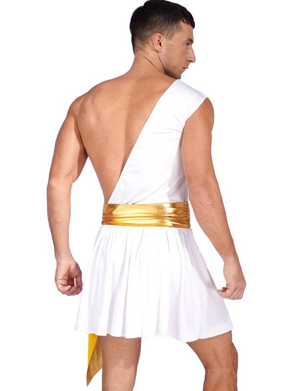 Men One Shoulder Metallic Ancient Greek Cosplay Dress thumb