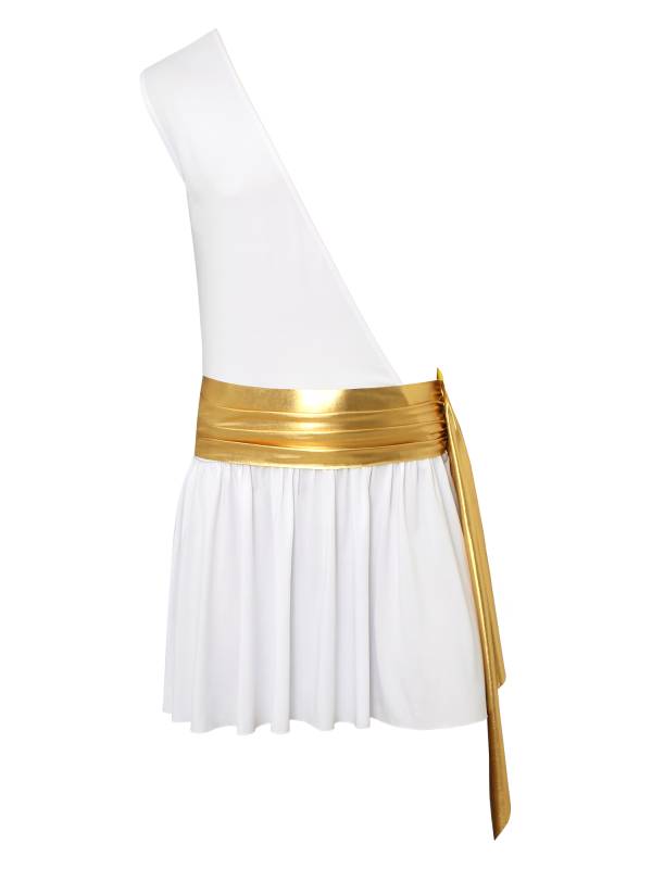 Men One Shoulder Metallic Ancient Greek Cosplay Dress thumb