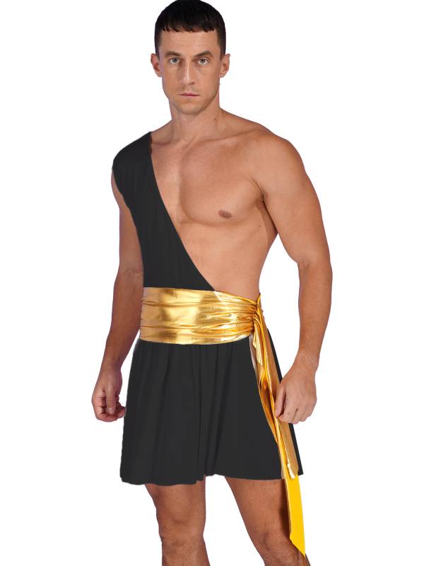 Men One Shoulder Metallic Ancient Greek Cosplay Dress thumb