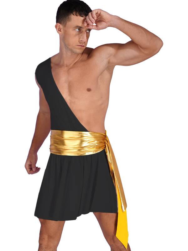 Men One Shoulder Metallic Ancient Greek Cosplay Dress thumb