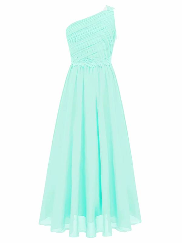 Kids Girls Lace Chiffon Maxi Flower Girls Dress Bridesmaid Dress thumb