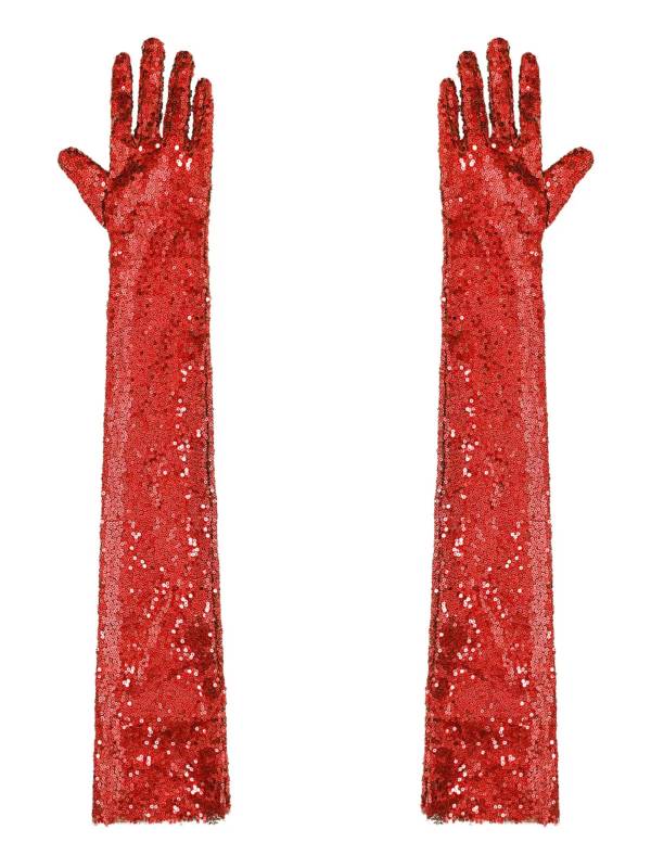 Women Sequin Mesh Vintage 1920s Long Gloves thumb