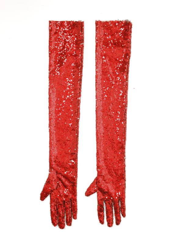 Women Sequin Mesh Vintage 1920s Long Gloves thumb