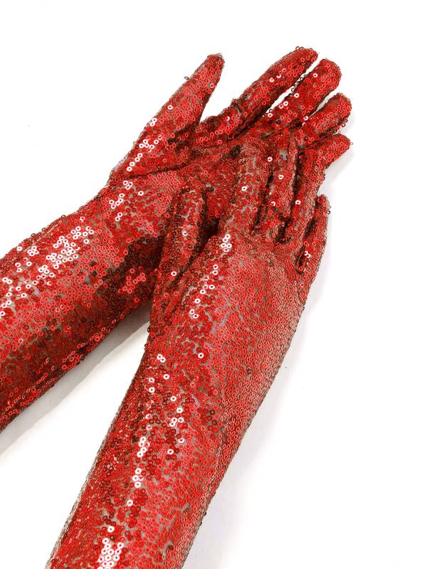 Women Sequin Mesh Vintage 1920s Long Gloves thumb