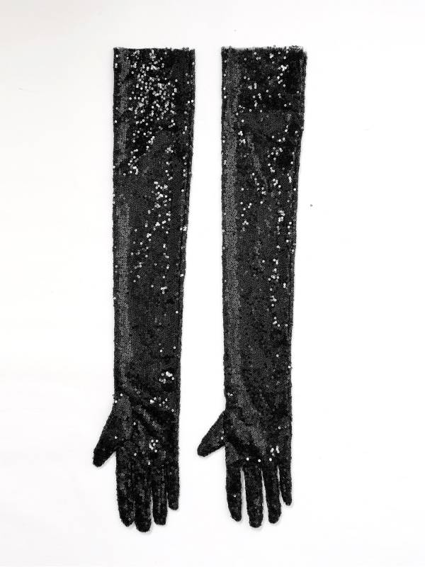 Women Sequin Mesh Vintage 1920s Long Gloves thumb