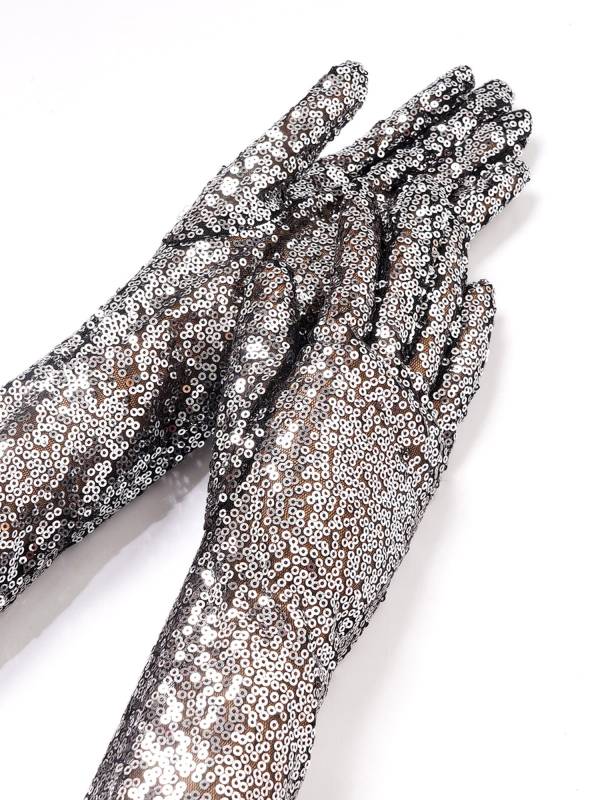 Women Sequin Mesh Vintage 1920s Long Gloves thumb