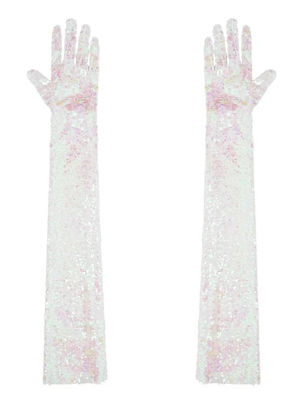 Women Sequin Mesh Vintage 1920s Long Gloves thumb