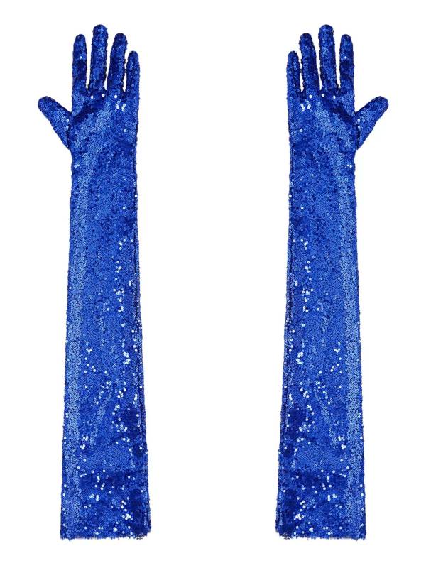 Women Sequin Mesh Vintage 1920s Long Gloves thumb