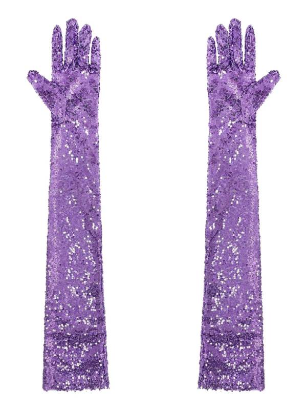 Women Sequin Mesh Vintage 1920s Long Gloves thumb