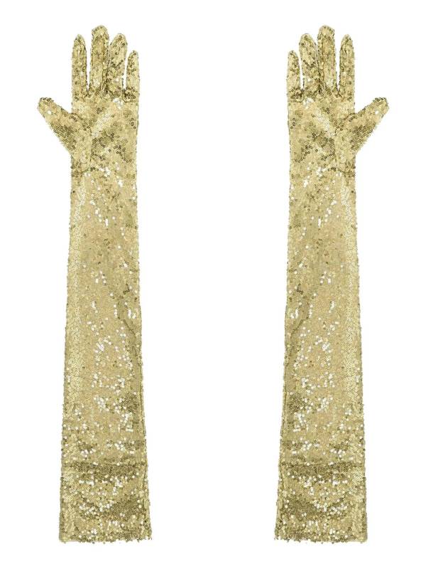 Women Sequin Mesh Vintage 1920s Long Gloves thumb